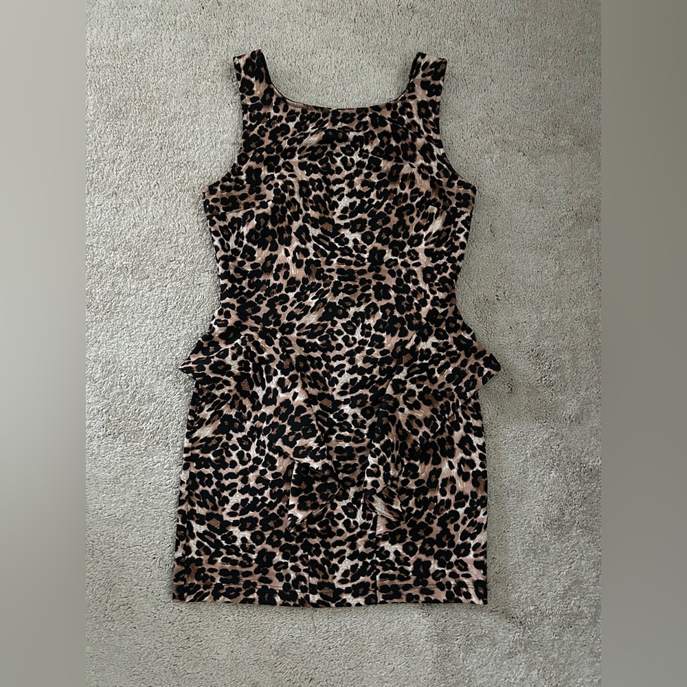 Mystic Leopard Print Peplum Dress